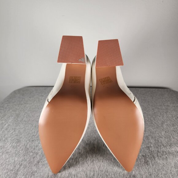 Boohoo Ivory Leather Bootie Block Heel Pointed Toe Size 8 - Picture 5 of 10